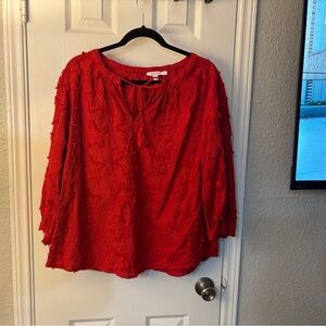 Chico's Red Star Textured Blouse